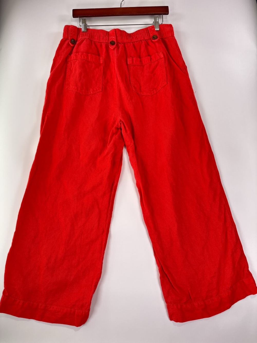 Cynthia Rowley Size 12 Red Orange Linen Wide Leg Pants - Picture 3 of 9